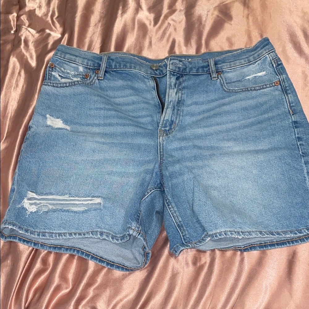 American Eagle Outfitters Light Blue Distressed Jean Shorts